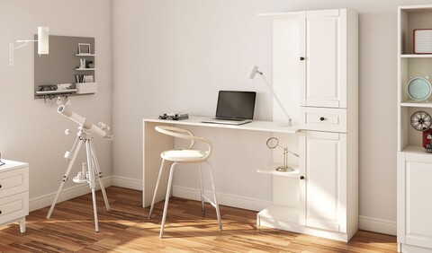 Set birou si biblioteca, Hanah Home, Rb-021, Alb mat