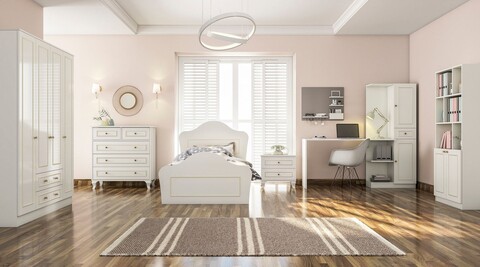 Set dormitor pentru copii, Hanah Home, Rb-080, Alb mat