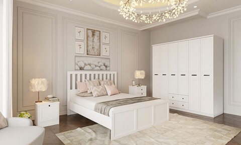 Set dormitor pentru copii, Hanah Home, Rb-168-01-006-01, Alb mat