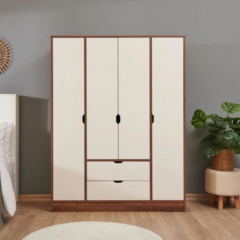 Dulap pentru haine, Tuvalle, Tuval 062, 140x182x50 cm, PAL, Nuc / Piatră Lunii