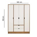 Dulap pentru haine, Tuvalle, Tuval 062, 140x182x50 cm, PAL, Nuc / Piatră Lunii
