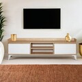 Comoda TV, Tuvalle, Tuval 045, 160x47x34 cm, PAL, Stejar / Alb