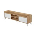 Comoda TV, Tuvalle, Tuval 045, 160x47x34 cm, PAL, Stejar / Alb