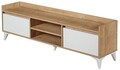 Comoda TV, Tuvalle, Tuval 045, 160x47x34 cm, PAL, Stejar / Alb