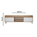 Comoda TV, Tuvalle, Tuval 045, 160x47x34 cm, PAL, Stejar / Alb