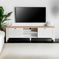 Comoda TV, Tuvalle, Tuval 081, 160x47x33 cm, PAL, Alb / Stejar