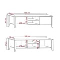 Comoda TV, Tuvalle, Tuval 081, 160x47x33 cm, PAL, Alb / Stejar
