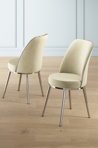 Set scaune 2 piese, Charlotte, Pefa, Metal, Crem / Crom