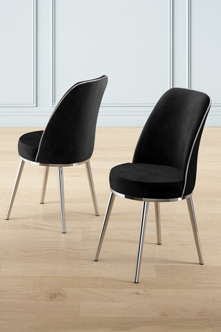 Set scaune 2 piese, Charlotte, Pefa, Metal, Negru / Crom