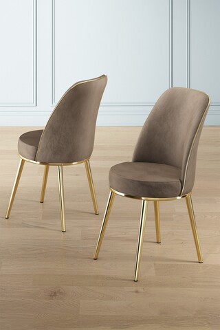 Set scaune 4 piese, Charlotte, Pefa, Metal, Cappuccino / Aur