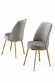 Set scaune 4 piese, Charlotte, Pefa, Metal, Gri / Auriu