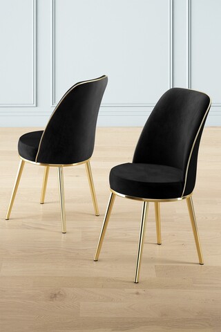 Set scaune 4 piese, Charlotte, Pefa, Metal, Negru