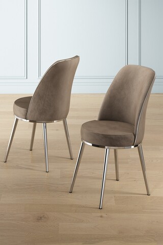 Set scaune 6 piese, Charlotte, Pefa, Metal, Cappuccino / Chrome