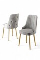 Set scaune 2 piese, Charlotte, Newa, Metal, Gri / Auriu