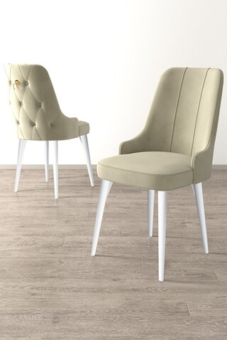 Set scaune 4 piese, Charlotte, Newa, Metal, Crem/Alb
