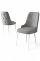 Set scaune 4 piese, Charlotte, Newa, Metal, Gri/Alb