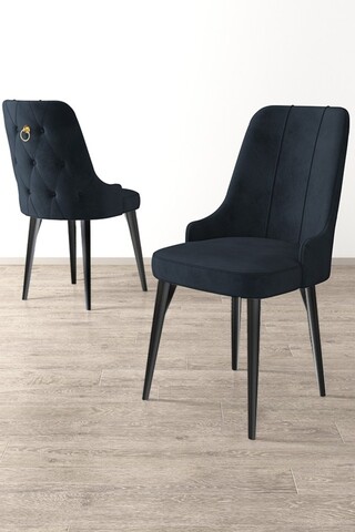 Set scaune 4 piese, Charlotte, Newa, Metal, Antracit / Negru