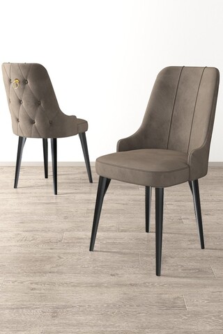 Set scaune 4 piese, Charlotte, Newa, Metal, Cappuccino / Negru