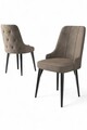 Set scaune 4 piese, Charlotte, Newa, Metal, Cappuccino / Negru