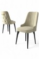 Set scaune 4 piese, Charlotte, Newa, Metal, Crem/Negru