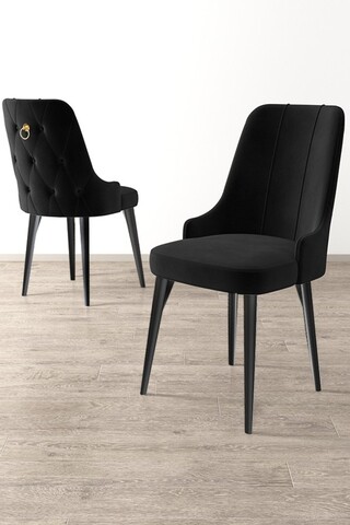 Set scaune 4 piese, Charlotte, Newa, Metal, Negru