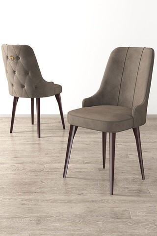 Set scaune 4 piese, Charlotte, Newa, Metal, Cappuccino/Maro