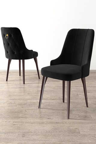 Set scaune 4 piese, Charlotte, Newa, Metal, Negru/Maro