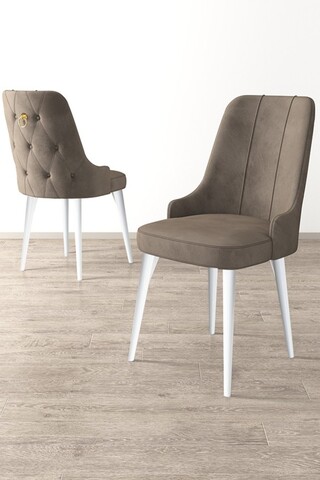 Set scaune 2 piese, Charlotte, Newa, Metal, Cappuccino / Alb