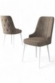 Set scaune 2 piese, Charlotte, Newa, Metal, Cappuccino / Alb