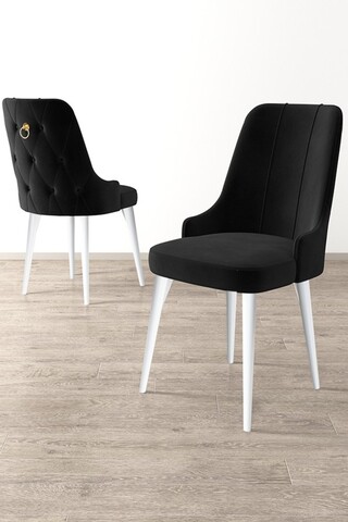 Set scaune 2 piese, Charlotte, Newa, Metal, Alb/Negru