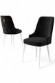 Set scaune 2 piese, Charlotte, Newa, Metal, Alb/Negru