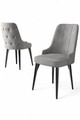 Set scaune 2 piese, Charlotte, Newa, Metal, Gri/Negru