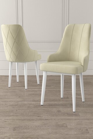 Set scaune 2 piese, Charlotte, Trex, Metal, Crem/Alb