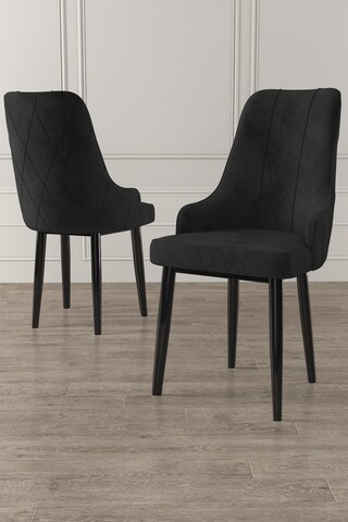 Set scaune 2 piese, Charlotte, Trex, Metal, Negru