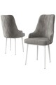 Set scaune 4 piese, Charlotte, Trex, Metal, Gri/Alb