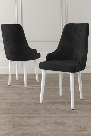 Set scaune 4 piese, Charlotte, Trex, Metal, Alb/Negru