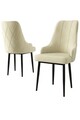 Set scaune 4 piese, Charlotte, Trex, Metal, Crem/Negru