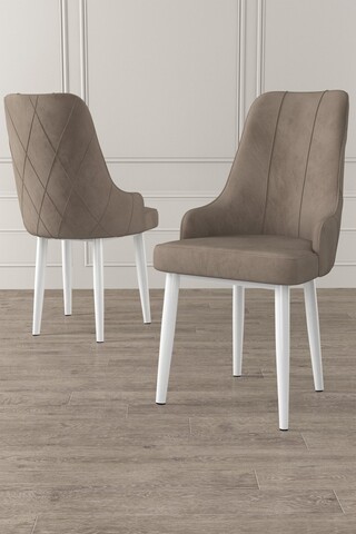 Set scaune 6 piese, Charlotte, Trex, Metal, Cappuccino / Alb