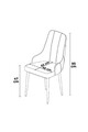 Set scaune 6 piese, Charlotte, Trex, Metal, Gri/Negru