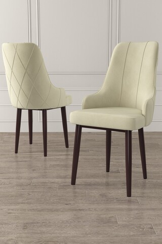 Set scaune 6 piese, Charlotte, Trex, Metal, Crem/Maro