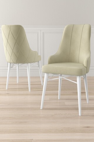 Set scaune 2 piese, Charlotte, Neta, Metal, Crem/Alb