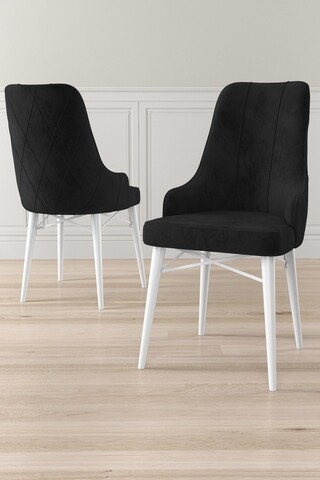 Set scaune 2 piese, Charlotte, Neta, Metal, Alb/Negru