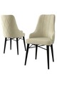 Set scaune 2 piese, Charlotte, Neta, Metal, Crem/Negru