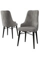 Set scaune 2 piese, Charlotte, Neta, Metal, Gri/Negru