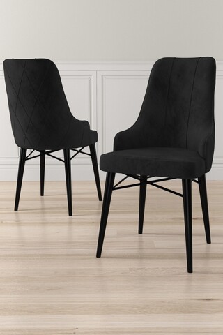 Set scaune 4 piese, Charlotte, Neta, Metal, Negru