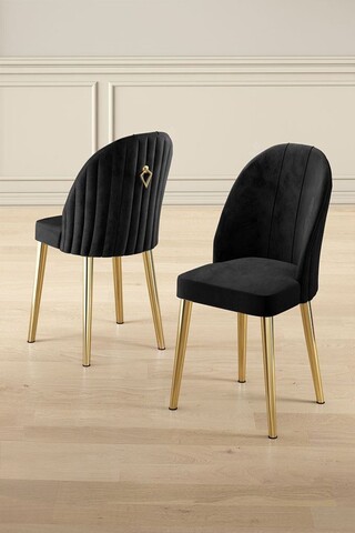 Set scaune 4 piese, Charlotte, Mara, Metal, Negru