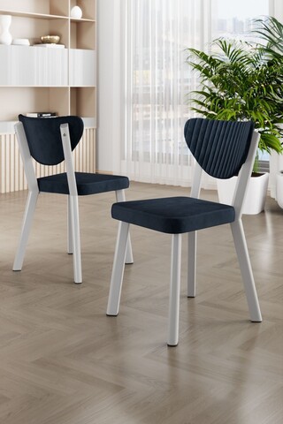 Set scaune 4 piese, Charlotte, Arfe, Metal, Antracit/Alb