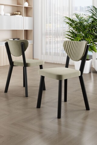Set scaune 4 piese, Charlotte, Arfe, Metal, Crem/Negru