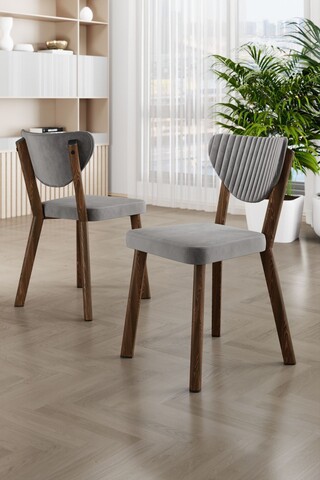 Set scaune 4 piese, Charlotte, Arfe, Metal, Gri/Maro