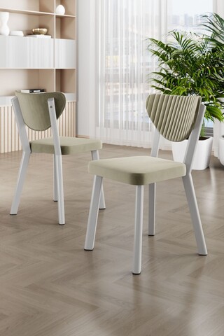 Set scaune 6 piese, Charlotte, Arfe, Metal, Crem/Alb